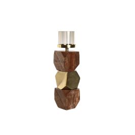 DKD Home Decor Portavela Moderno Dorado Marron de Aluminio, Mango y Cristal, 10x40.5x10 cm, 2.35 kg