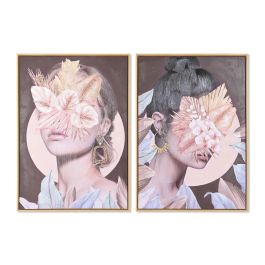DKD Home Decor 3.5 x 70 x 50 cm Cuadro Moderno Multicolor (2 Unidades) Lienzo, PS Chica Flores Hecho a Mano Precio: 57.49999981. SKU: B1J5HNJHY2
