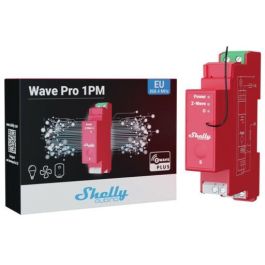 Shelly Wave Pro 1PM Relé de Estado Sólido Z-Wave, 16A, Montaje Carril DIN para Automatización Domótica, 1 Canal, 868.4 MHz