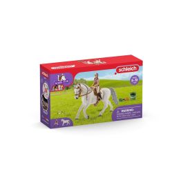 Schleich SCH41433 Figura Jinete sobre Yegua Lipizzana Horse Club con Cubo y Silla de Montar - Realista