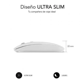 SUBBLIM Raton Dual Flat Mouse White Rechargeable