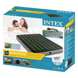 Intex 64762 Colchón Hinchable Downy FT 2 Plazas con Inflador de Pie
