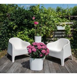 Garden ID 08310301 Maceta con reserva de agua Respect Blanco 40x40 cm – 100% reciclable, de residuos domésticos, superficie estructurada.