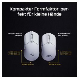HyperX 7D389AA Ratón Gaming Inalámbrico Pulsefire Haste 2 Mini Blanco Ultraligero 60g Conexión Dual 2.4GHz/Bluetooth Sensor 26K PPP hasta 26000