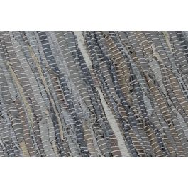 DKD Home Decor Alfombra Indio Gris de Algodón y Piel 230 x 160 cm para Salón/Comedor