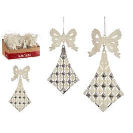 Adorno Árbol Navidad Rombos Lazo Blanco Krist+ 7.5x15.5x1 cm (48 Unidades) Precio: 61.8899996. SKU: B1GKRMCKJD