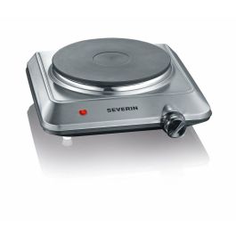 Severin KP1092 Placa Eléctrica Rechaud 1500W, Diámetro 18 cm, Termostato Regulable, Acero Inoxidable para Cocina Pequeña
