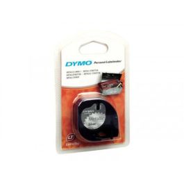 Dymo Cinta 91208 Negro Plata Metalizada 12mm x 4M Plástico Rotuladora Letratag
