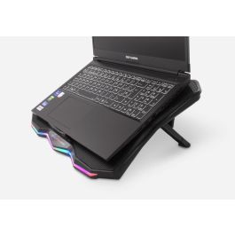 Deep Gaming Soporte Base Refrigeración Portátil RBW-17 con Ventilador 175mm, LED Rainbow, 7 Posiciones, Hub USB, Compatible hasta 17.3 Pulgadas