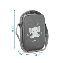 KioKids Dolci Amici Bolsa Térmica Elefante Gris Conserva Calor y Frío 2.5L para Niños +0 Meses