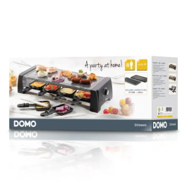 Domo Raclette Aparato DO9189G para 8 Personas - 1200W - Negro
