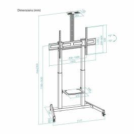TooQ FS20406HM-B Soporte de Suelo con Ruedas para TV 60-100 Pulgadas, 130 kg, Ajustable en Altura, Negro