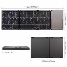 CoreParts Teclado Inalámbrico Plegable con Touchpad, Diseño US/English, Gris Oscuro