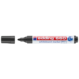 Edding Marcador Pizarra Blanca 660 Rellenable Negro (Set 10 unidades), Punta Redonda 1.5-3mm (Set de 10)