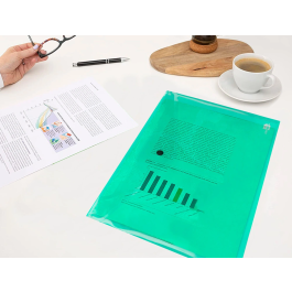 Liderpapel Carpeta Dossier Broche 34043 Polipropileno DIN A4 Verde Transparente Capacidad 50 Hojas
