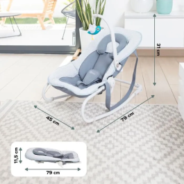 Babymoov Transat Graphik Blue Tumbona Cómoda para Bebé, Asiento Acolchado, Plegable Compacto, Ajustable