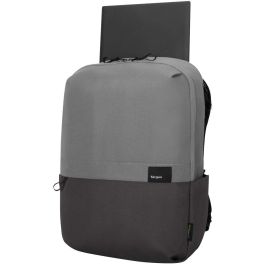 Targus Mochila Sagano Unisex para Portátil 15.6" Negro Gris, Material RPET Reciclado, con Múltiples Bolsillos y Protector de Lluvia