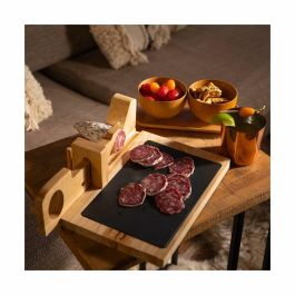 Livoo Guillotina para embutidos MEC127 - Tapa de madera de caucho y pizarra - Hoja de acero inoxidable - Seguridad