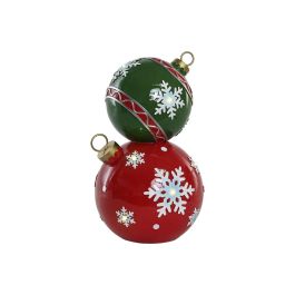 DKD Home Decor Figura Decorativa de Navidad Tradicional de Resina con LED, Rojo y Verde, 42 x 24 x 25.5 cm, Funciona con Pilas