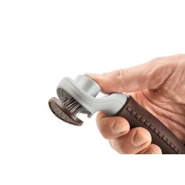 Hunter Cepillo Cardar Autolimpiable para Perros Talla S, Púas Acero Inoxidable. Elimina Pelo Muerto y Subpelo, Mango Ergonómico Marrón.