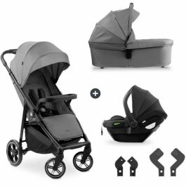 Hauck HAU1731474471948 Set de Viaje 3 en 1 Shop N Care Trio - Cochecito, Capazo, Silla de Auto, Adaptadores - 4 Ruedas - Gris