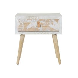 Mesita De Noche Tropical DKD Home Decor Blanco Natural 35 x 51 x 48 cm