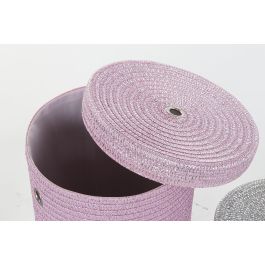 DKD Home Decor Cesta Basicos Set de 5 Rosa Gris 42 x 52.5 x 42 cm