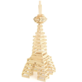 Jeujura TECAP? 3XL Juego de construcción y equilibrio en madera natural, 200 piezas