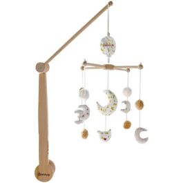 Domiva DOM1735265115370 Móvil musical Luna para bebé, Natural 60x40 cm