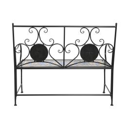 Banco DKD Home Decor Negro Multicolor Mosaico 111 x 54 x 88 cm Banco DKD Home Decor Negro Multicolor Mosaico 111 x 54 x 88 cm