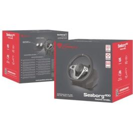 GENESIS Seaborg 400 Volante y Pedales USB Alámbrico con Vibración 900° para PC, Switch, PS3, PS4, Xbox 360, Xbox One, One S, One X Negro/Plata