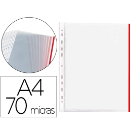 Q-connect Funda Multitaladro Cristal DIN A4 70 mc con Borde Rojo - Bolsa 10 Unidades Precio: 1.88999943. SKU: B1AJMK5D6H