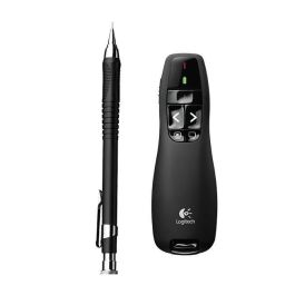 Logitech R400 Presentador Inalámbrico Puntero Láser Rojo Alcance 15m para Presentaciones con Receptor USB y 2 Pilas AAA