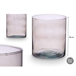 Jarrón de Cristal Cilíndrico Gris 17 cm x 20 cm - Giftdecor (4 Unidades) Precio: 25.4999998. SKU: B12XQZ66ZC