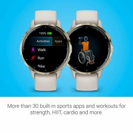 Garmin AAAAL87491 Reloj inteligente con GPS Venu 3S, 30,4 mm (1,2"), acero dorado suave, caja marfil, correa silicona marfil