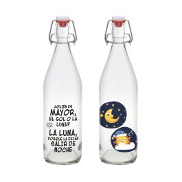 Inde Botella Vidrio Decorada Chistes 1L 8.6x8.6x31cm (12 Unidades)