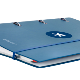 Antartik Carpeta con Recambio A4, 4 Anillas 40mm Redondas, Cuadro 5mm, 90gr, Azul Marino