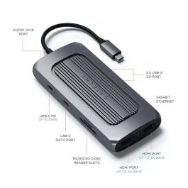 Satechi Adaptador Multiport MX USB-C con Dual 4K HDMI, 100W PD, Gigabit Ethernet, USB-C, 2 x USB-A 3.0, Lector SD y Audio Jack