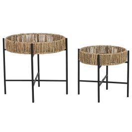 Mesita Auxiliar Balines DKD Home Decor Negro Natural 49 x 44 x 49 cm Set de 2 Precio: 88.50000016. SKU: B129F49M2E