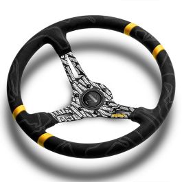 Momo MOMVULTRABLK350R Volante Ultra deportivo de competición 350 mm en microfibra negra de alta calidad con marcadores de posición y circuitos láser Momo MOMVULTRABLK350R Volante Ultra deportivo de competición 350 mm en microfibra negra de alta calidad con marcadores de posición y circuitos láser