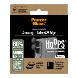 PanzerGlass Protector de Cámara Hoops Negro para Samsung Galaxy S25 Edge - Vidrio Templado, Resistente a Golpes y Rayones, Aplicación en Seco sin Burbujas