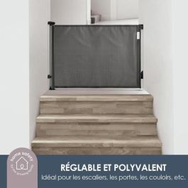 Dreambaby DRE9312742493752 Barrera de Seguridad Retráctil Extra Alta, 60-140 cm Ancho, 90 cm Alto, Negra