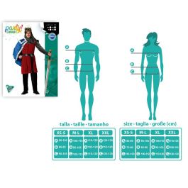 Disfraz Rey Medieval Hombre Adulto Capa Azul Túnica Cinturón Capucha Carnaval Temática Edad Media Poliéster XS-S