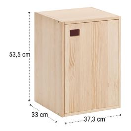 Astigarraga Mueble 1 puerta módulo vertical en pino macizo 37,3x33x53,5 cm