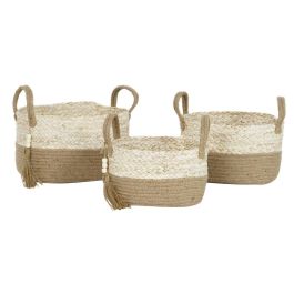 Cesta Moderno DKD Home Decor Natural Marron Claro 30 x 33 x 41 cm Set de 3