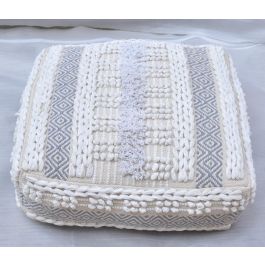 DKD Home Decor Cojín de Suelo Estilo Boho con Rayas Blanco Gris Algodón 60x60x25 cm para Salón Dormitorio Colección Nacla Precio: 46.90686. SKU: S3032036