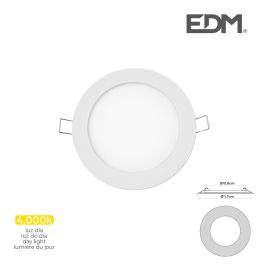Edm Mini Downlight LED Empotrable Redondo 6W 4000K Luz Día Blanco Ø11,7 cm
