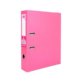 Archivador De Palanca Liderpapel Folio Documenta Forrado Pvc Con Rado Lomo 75 mm Rosa Compresor Metalico 6 unidades