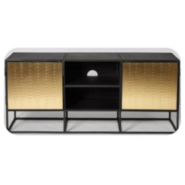 Mueble Tv DKD Home Decor Negro Dorado 37 x 50 x 120 cm