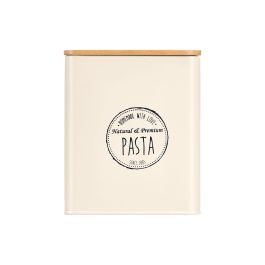 Kinvara Tarro Cuadrado Tapa Bambú Crema 14 x 16 x 14 cm (Set de 12)